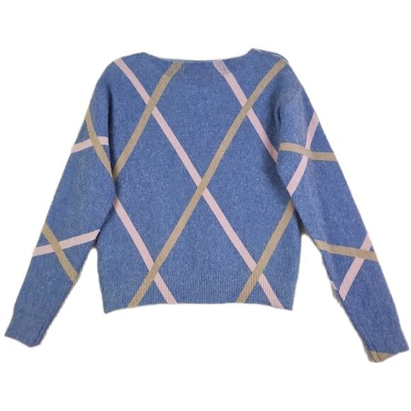 Bianco&Blu ~Woman Size L~ Argyre Blue Mohair Blend Sweater Luxury Made in Italy. - Picture 10 of 13